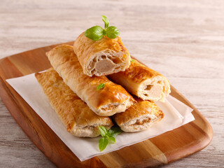 Sausage rolls served