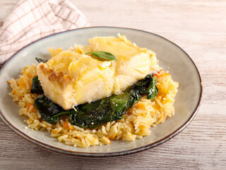 Cod fillet with spinach