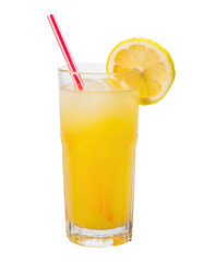 Fototapeta premium Lemonade in a glass with a slice of lemon fruit - isolated on trtansparent background