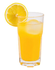 Fototapeta premium Lemonade in a glass with a slice of lemon fruit - isolated on trtansparent background