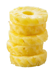  Peeled pineapple rings in a stack - isolated on trtansparent background - obrazy, fototapety, plakaty