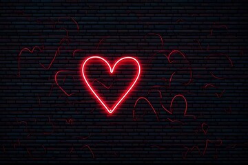 heart icon in neon style. Simple thin line, outline vector on dark background