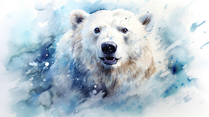watercolor paint polar Bear , a Wild animal for World wildlife day.