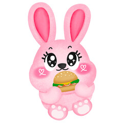 Cute rabbit with burger