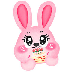 Cute rabbit with cake