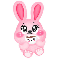 Cute rabbit with coffee