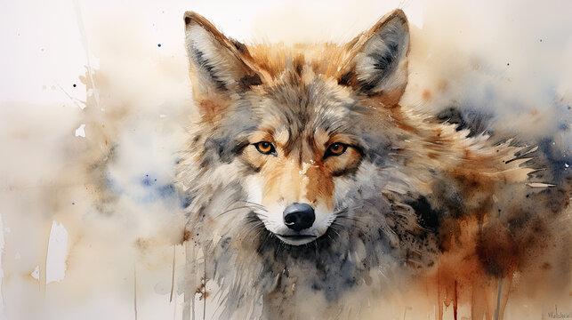watercolor paint face Fox , a Wild animal for World wildlife day.