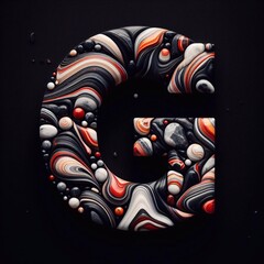 Letter G shape made of marble pebbles. AI generated illustration