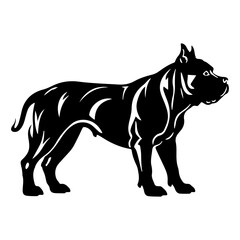 Fototapeta premium Standing American Bully Dog, American Bully Dog monochrome clip art. Vector illustration