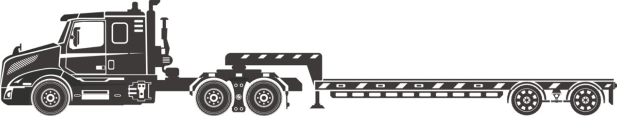 Semi Drop Long Trailer Truck Vector