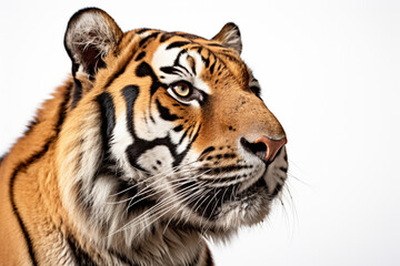 Obraz premium Siberian Tiger close-up portrait on a white background.