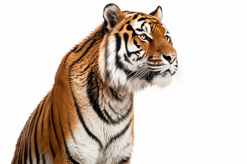 Obraz premium Siberian Tiger close-up portrait on a white background.