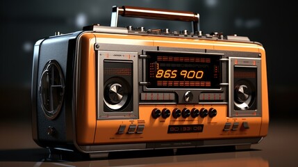 Retro radio in black and orange tones