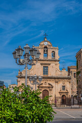 Facade of Lentini Cathedral, Syracuse, Sicily, Italy, Europe