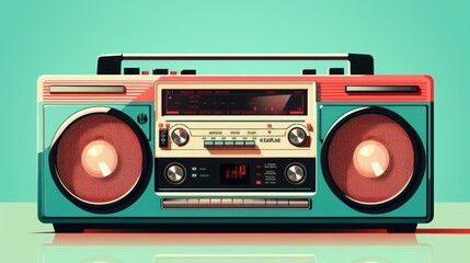 Retro radio on a turquoise background