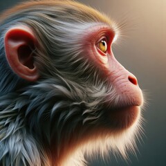 A hyper-realistic illustration portrait of a monkey, close up shot, side angle, in 8k resolution 04
