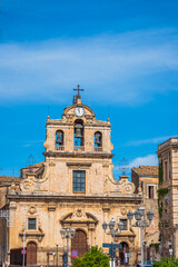 Facade of Lentini Cathedral, Syracuse, Sicily, Italy, Europe