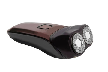 Small men's shaver on white background , Brown shaver with 2 blades