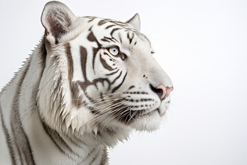 Fototapeta premium White Tiger close-up portrait on a white background.