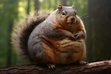 Naklejka na ściany i meble squirrel, big squirrel, playful squirrel, overweight squirrel, wildlife, animals