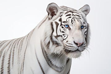 Fototapeta premium White Tiger close-up portrait on a white background