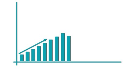 Abstract increasing arrow business graph icon animation on white background  