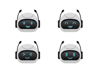 Chatbot neural network, AI servers and robots technology. Cute chatbot ai character.