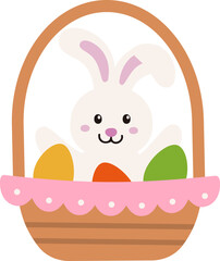 Easter bunny sitting in basket vector
