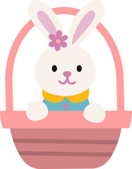 Easter bunny sitting in basket vector