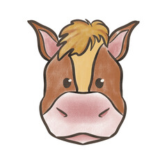 Cute character design of horse head isolated on white clip art