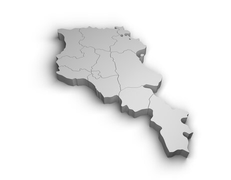 3d Armenia map illustration white background isolate