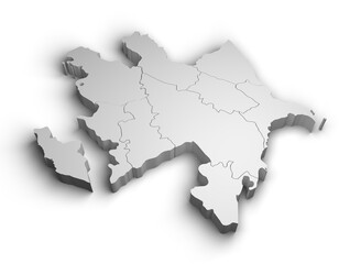 3d Azerbaijan map illustration white background isolate