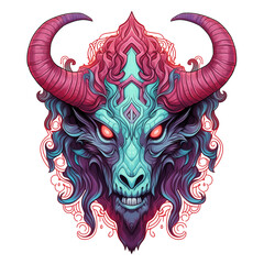 Illustration of baphomet head isolated on transparent background