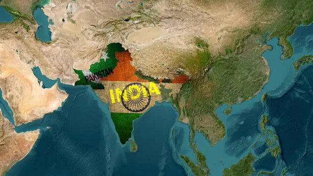 Maps and Flags of India and Pakistan.