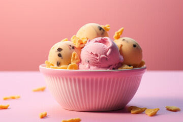A bowl of ice cream created with generative ai