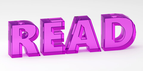 Purple sign Read online internet media journalism 3D render illustration glass style