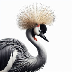 crowned crane, Grulla coronada, венценосный журавль, Balearica regulorum, Derek bermahkota, isolated White background