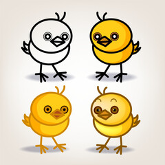 Little chicken cartoon character poultry farm pet animal vector illustration.