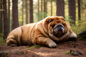 Fotobehang big dog, overweight dog, fat dog, big animal, big pet © MrJeans
