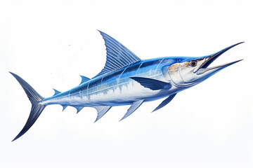Obraz premium Marlin isolated on a white background. Animal side portrait.