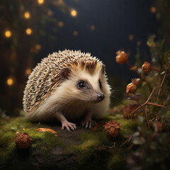 Fototapeta premium The European Hedgehog in the Embrace of Twilight generative ai