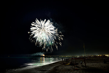 Fireworks for the end of summer party on the Tuscan coast