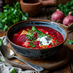 Polish vegetable beetroot soup borscht,  botwinka - obrazy, fototapety, plakaty