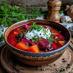 Polish vegetable beetroot soup borscht,  botwinka - obrazy, fototapety, plakaty