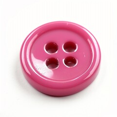 pink plastic sewing button for clothing isolated on white, top view