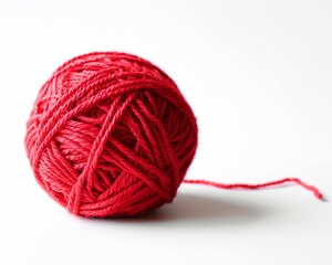 Red ball of yarn isolated on white