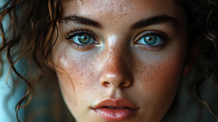 Fototapeta premium expressive face of a young woman. Generative AI