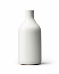 Minimal designed white ceramic bottle isolated on white background, bone china vase, graceful designed home deco vase.