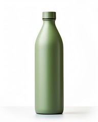 Minimal designed green water bottle with lid isolated on white background.