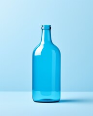 Minimal designed blue bottle isolated on white background, for wine bottle, home deco vase, water bottle.